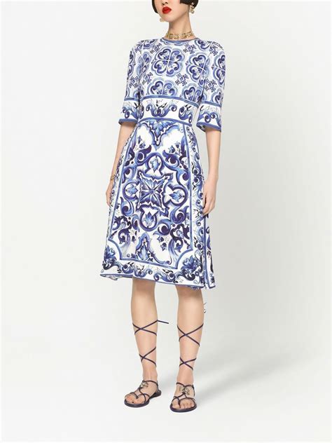 majolica print midi dress.